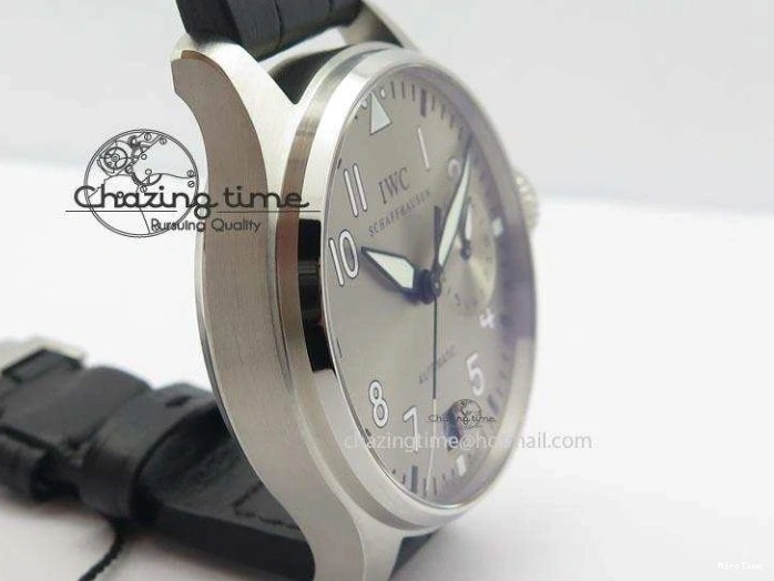 MIROTIME 0318 TimelessDesign Big Pilot Real PR IW500906 ZF 1:1 Best Edition Silver Dial On Black Leather Strap A 7285